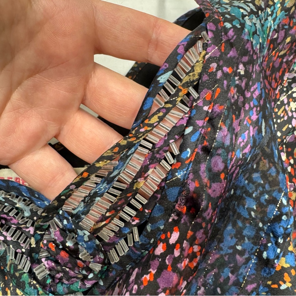 Rebecca Taylor Silk Shimmer Beaded Spaghetti Strap Top Size 6 Romantic Coquette - Picture 8 of 15